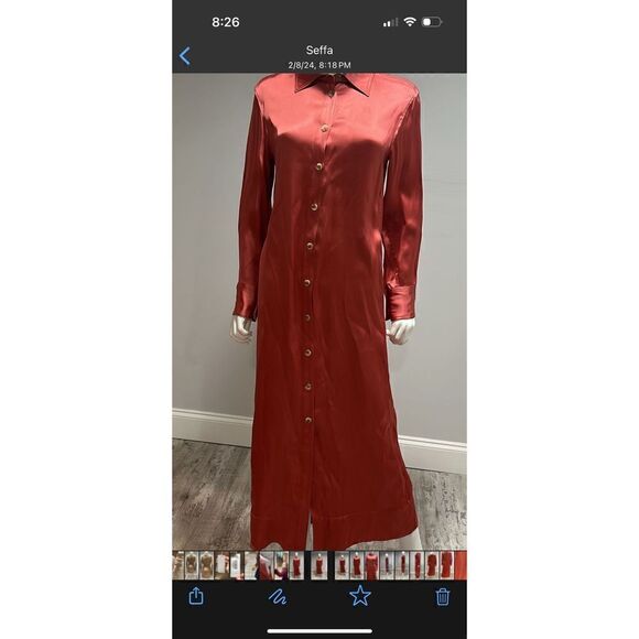 Loulou Studio Long Satin Shirtdress Size XS - Picture 12 of 12
